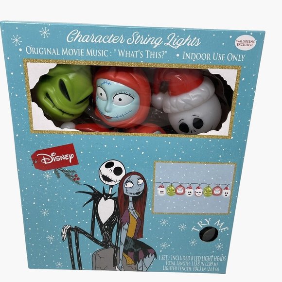 Disney Nightmare Before Christmas Musical String Lights 8 heads 113.8 in NEW
